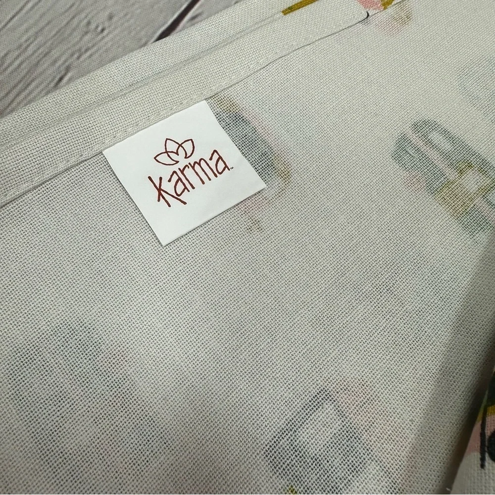NWT karma Camper Print Tea Towel with Pink Trim 100% cotton boho coquette